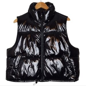 Urban Republic Glossy Black Nylon Full Zip Puffer Vest Jacket Sz L